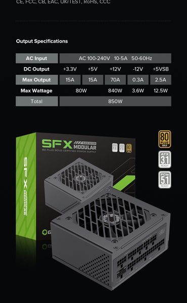 Блок питания GameMax GS-850G Black 627755ua фото