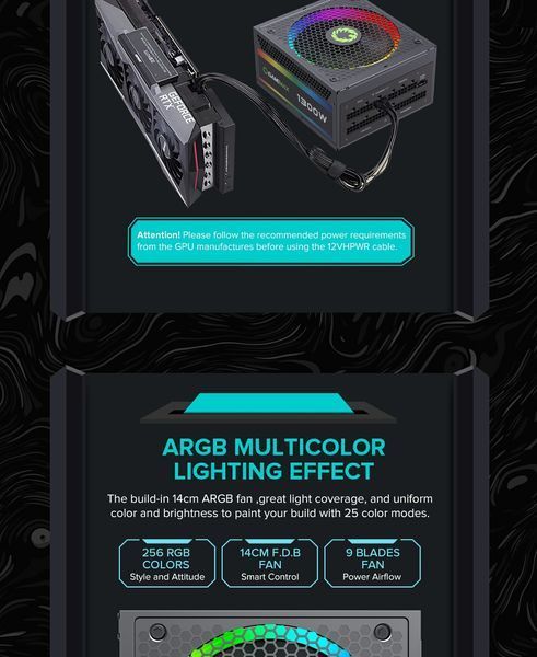 Блок питания GameMax RGB-1300 (ATX3.0 PCIE5.0) 627805ua фото