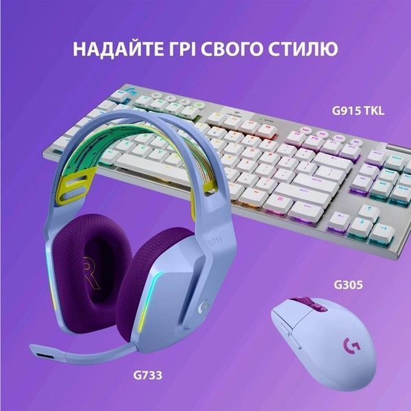 Компьютерная гарнитура Logitech Lightspeed Wireless RGB Gaming Headset G733 Lilac (981-000890) 315351 фото