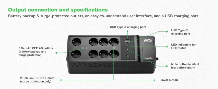 Резервное ИБП APC Back-UPS 1050VA (BE1050G2-GR) 524263ua фото