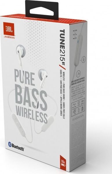 Навушники з мікрофоном JBL T215BT White (JBLT215BTWHT) 623429ua фото