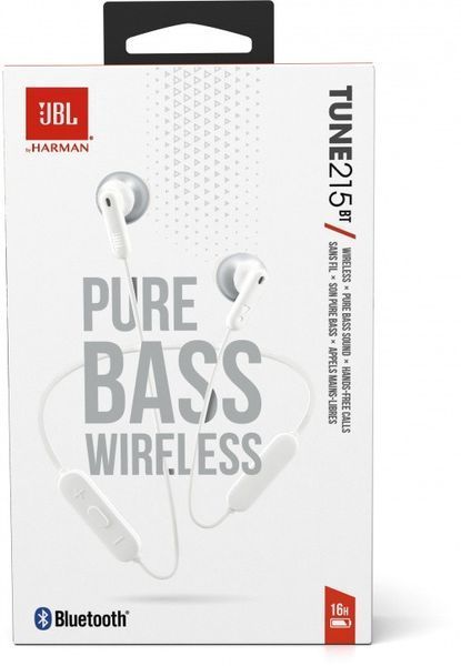 Навушники з мікрофоном JBL T215BT White (JBLT215BTWHT) 623429ua фото