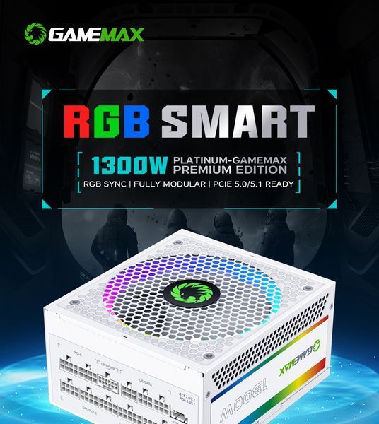 Блок живлення GameMax RGB-1300 WH (ATX3.0 PCIE5.0) 627806ua фото