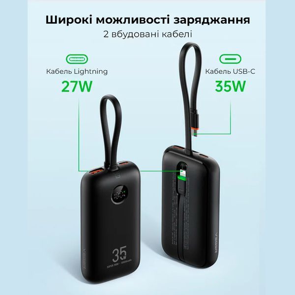 Внешний аккумулятор (павербанк) Veger W1188 10000mAh 35W Black (VG-W1188) 627199ua фото
