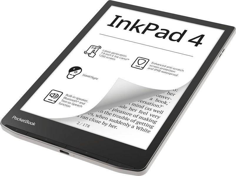 Электронная книга с подсветкой PocketBook InkPad 4 Silver (PB743G-U-WW) 517555ua фото