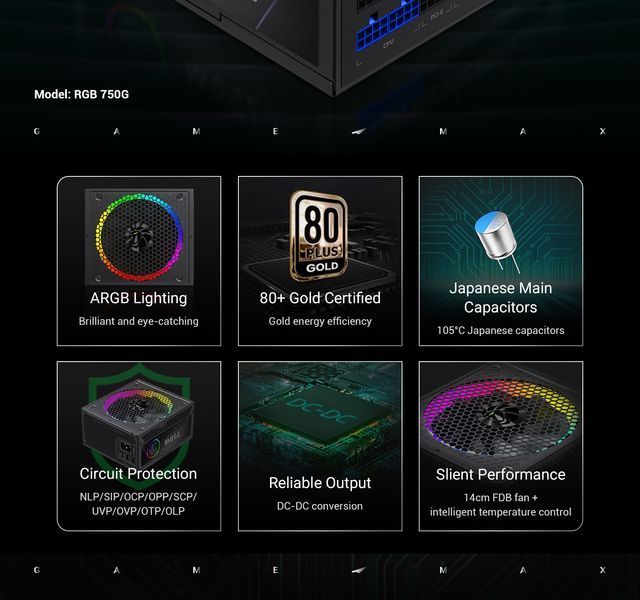 Блок питания GameMax RGB-750G 627807ua фото