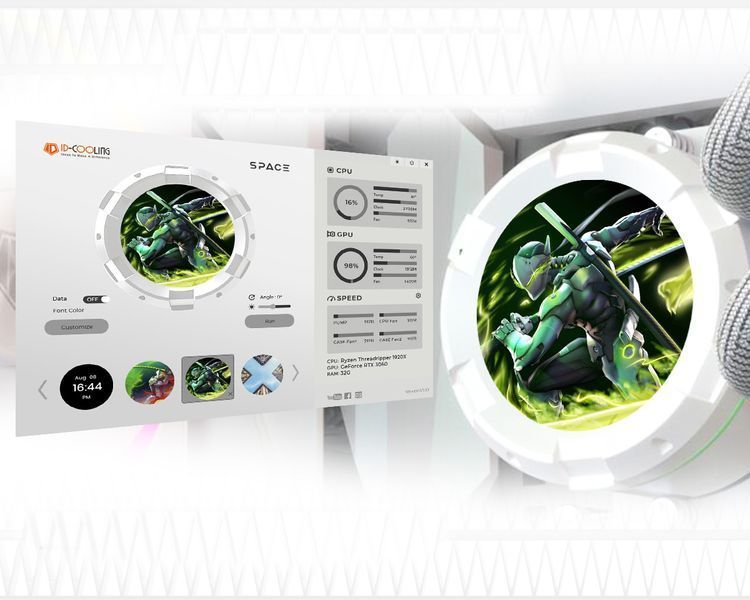 Водяное охлаждение ID-Cooling Space LCD SL240 White 577716ua фото