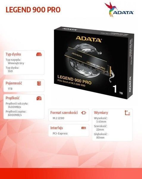 SSD накопичувач Adata Legend 900 Pro 1 TB (SLEG-900P-1TCS) 600638ua фото
