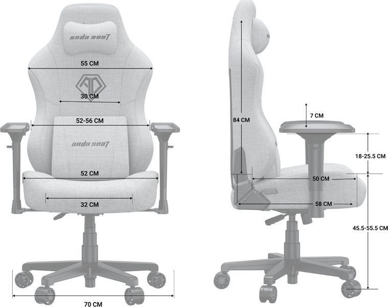 Крісло для геймера Anda Seat Phantom 3 Pro L Black (AD18YC-06-B-F) 578590 фото
