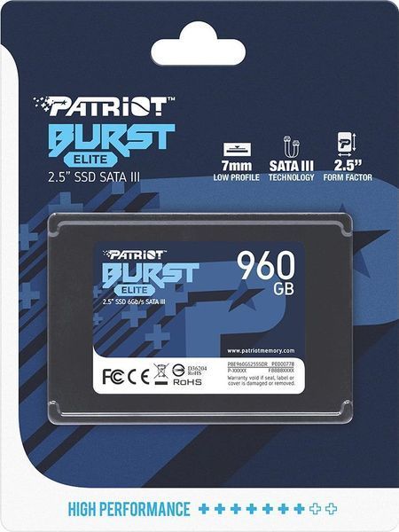 SSD накопичувач Patriot Burst Elite 960 GB (PBE960GS25SSDR) 336043ua фото