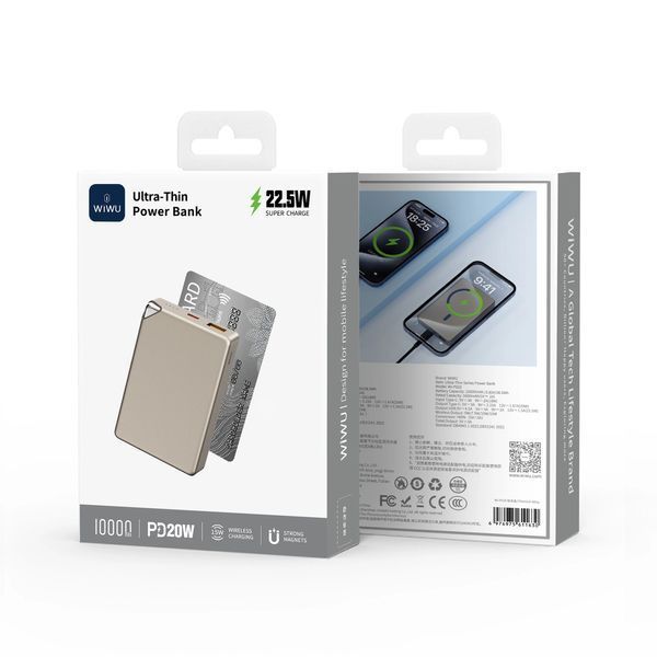 Внешний аккумулятор (павербанк) Wiwu Wi-P020 Ultra-Thin 10000mAh Gray 627201ua фото