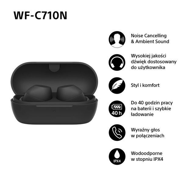 Навушники TWS Sony WF-C710N Black 572979ua фото