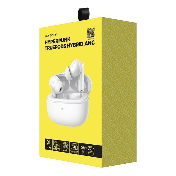 Наушники TWS Hator Hyperpunk Truepods Hybrid ANC White (HTA432) 579195ua фото
