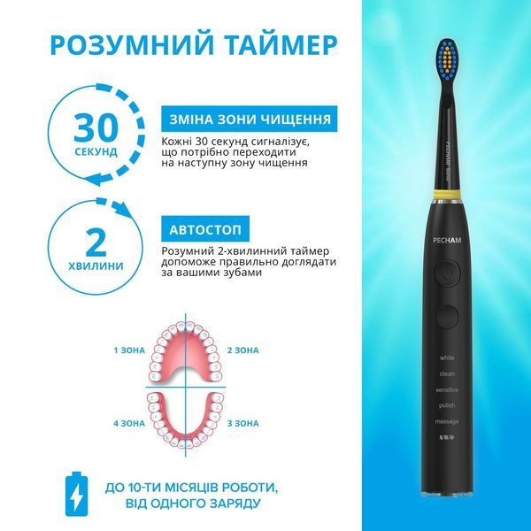 Електрична зубна щітка Pecham Black Travel PC-085 622832ua фото