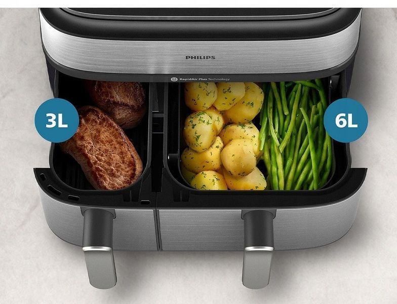 Мультипечь (аэрофритюрница) Philips Dual Basket Airfryer 5000 Series NA555/00 595511ua фото