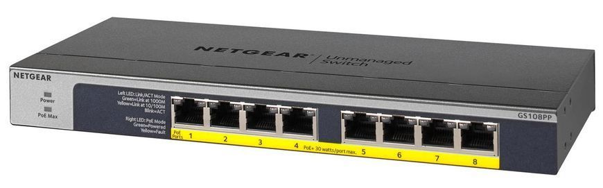 Коммутатор неуправляемый Netgear GS108PP (GS108PP-100EUS) 465765ua фото