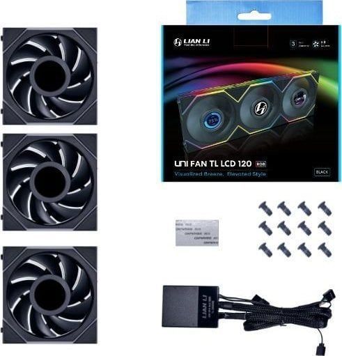 Вентилятор Lian Li Uni Fan TL LCD 120 Black 3-Pack (G99.12TLLCD3B.00) 550342 фото