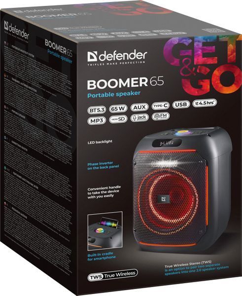 Портативная колонка Defender Boomer 65 Black 621265 фото