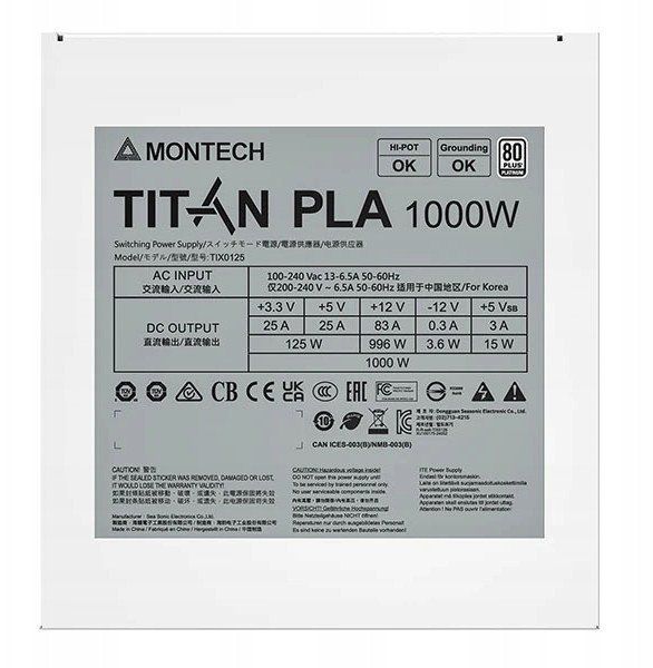 Блок питания Montech Titan PLA 1000W 618725 фото