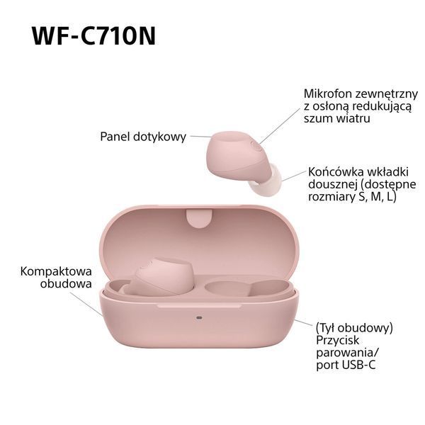 Наушники TWS Sony WF-C710N Pink 572981ua фото